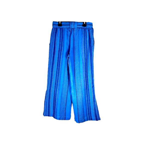 Indigo Rein Women’s Blue Striped Linen Baggy Leg Beach Pants Size Small - Picture 2 of 6